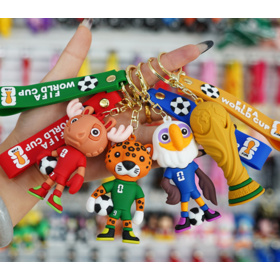 Wholesale 2026 World Cup souvenirs, mascots, football keychains, car keychains and gift items.