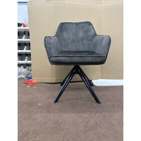Light luxury style gray velvet chair with a textured vertical striped backrest wooden legs dining chair