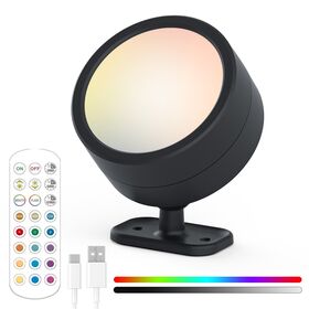 Luz LED Puck RGBCW Regulable al por Mayor con Mando a Distancia, Iluminación Recargable USB para Debajo de Armarios, Luz Nocturna Magnética Adhesiva