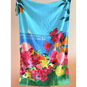 100% cotton Colorful Flowers reactive Print Velour towel Terry Back Beach Towel bath towel for promotion 75x 150cm