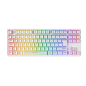 Mechanische 3-Modus-Tastatur mit Hintergrundbeleuchtung, mechanische Tastatur mit weißem, transparentem Gehäuse, 87 Tasten