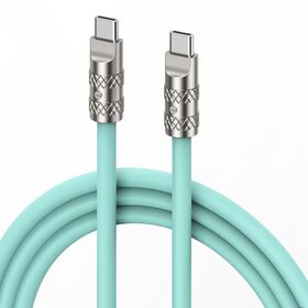 Cabo de Silicone Armor, USB C para Tipo C, Verde, plugue + revestimento de silicone, Suporta 30KG de força de tração.