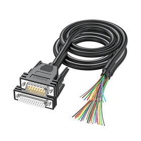 كابل بيانات محمي بقابس واحد DB9 DB15 DB25 كابل تسلسلي RS232 موصل طرفي 9 15 25 دبوس D-SUB 9pin M/F سلك عاري