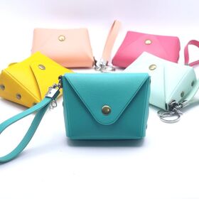 OEM Square Snap Button Wrist Strap Wallet - Double-Sided Leather Mini Purse