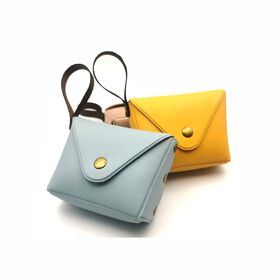 Mini Porta-Moedas de Couro com Alça de Pulso e Botão de Pressão Dobrável OEM