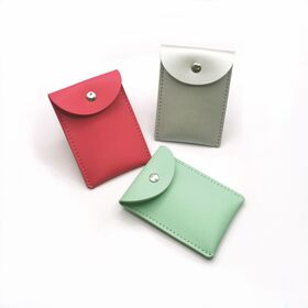 OEM Wholesale Card Holder,PU Leather Mini Snap Button Card Holder - Portable ID Credit Card Pouch for Daily Use