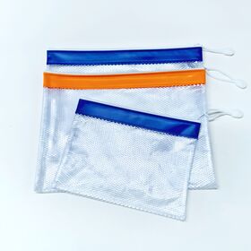 OEM, PVC-Netz-Reißverschlusstasche - Wasserdichte, transparente Netz-Aufbewahrungstasche für Büro, Schule, Reisen, leicht, wiederverwendbar, Dokumenten-Organizer