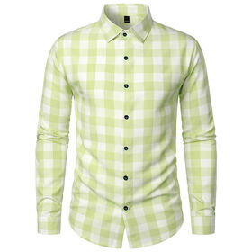Men's Summer Shirt New Fashion Customization LOGO High Quality Long Sleeved Checkered Casual Shirt OEM