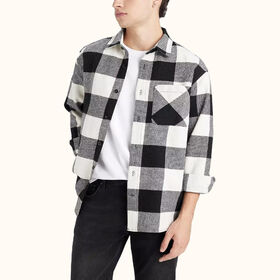 Fashionable Checkered Design Custom Loose Fit Comfortable Cotton Men Shirts Stylish Chest Pocket Casual Long Sleeve Shirts