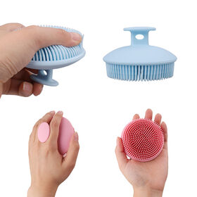 Cepillos de silicona para fregar la cabeza y el cuerpo de bebés y niños, cepillo para baño y ducha de bebés con logotipo personalizado