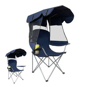 Chaise de toit haute couleur portable Fauteuil pour camping en plein air Parc de pêche et chambre à coucher-Chaise pliante légère avec store à rouleau