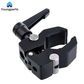 Youngparts Mini Pince Crabe avec Pas de Vis 1/4"-20 et 3/8"-16, Alliage d'Aluminium Noir, pour Bras Magique, Studio Photo, Caméra