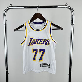 Maillot de Basketball, Maillot de Basketball de Haute Qualité, Maillot NB A Enfant Lakers Blanc Saison 23 #77 Doncic, Personnaliser un Maillot de Basketball