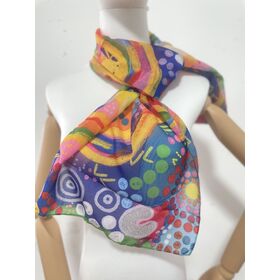 Voile Customized Stylish colorful rainbow Digital Print long scarf shawl