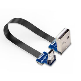 كابل كهربائي OEM USB إلى Micro USB، سلك توصيل ذكر، خط كوع منحني للأسفل بزاوية 270 درجة، كابل بيانات OTG 1A، كابل مسطح مرن