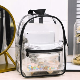 Tas Ransel Mini PVC Bening Tahan Air untuk Pelajar, Tas Sekolah Transparan untuk Anak Perempuan