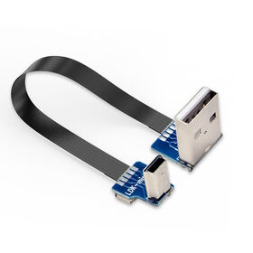 Cable de datos OTG Mini USB a USB macho OEM 1A personalizable, plano, flexible, en ángulo recto de 90 grados, cable con codo de 270 grados
