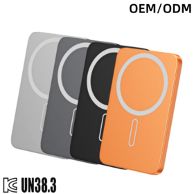 Banque d'alimentation portable magnétique en aluminium à chargement sans fil, LOGO personnalisé KC, 5000mAh 10000mAh, LED orange, chargeur de téléphone