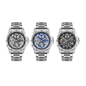 Automatic Mechanical Watch Waterproof Luminous Double-Sided Cut 22mm Stainless Steel Band Glass Dial Window