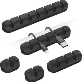Klip Organizer Kabel Silikon Perekat Mandiri, Penahan Kabel Meja 3/5/7 Slot untuk Kabel USB & Daya, Multi-Warna
