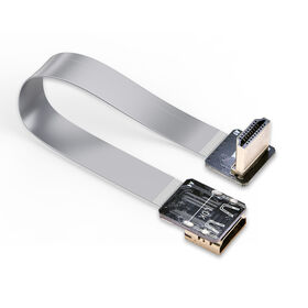 تجميعات كابلات HDMI عالية الدقة OEM ذكر إلى أنثى، وصلة ذكر بزاوية، كابل توصيل فيديو FPC للشاشة، قابل للتخصيص من المصنع