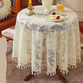 Luxuriöse weiße Häkelspitze Jacquard-Polyester-Tischdecke für Zuhause und Feste