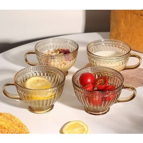 Bulk Sale Embossed Glass Mug for Hotel and Resort Hospitality