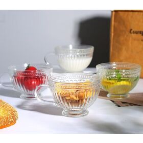 High Quality Textured Embossed Glass Mug for Tactile Drink Experience