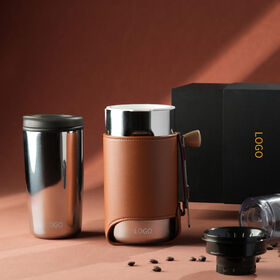 Moderne Trinkbecher, minimalistisches Kaffeebecher-Set aus Edelstahl, tragbare manuelle Kaffeemaschine mit Filter-Kit für Camping