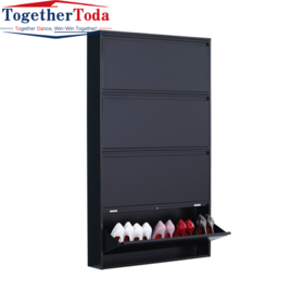 Dustproof Anti-Rust Steel Shoe Rack Storage Organizer 4 Tier Metal Shoe Cabinet for Home Entryway Hallway Living Room