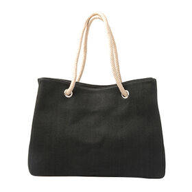 Black tote bag zipper closure custom lady handbag wholesale