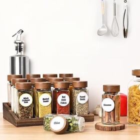 Manufacturer Glass Spice Jar Set with Acacia Wood Lids for Premium Kitchen Decor
