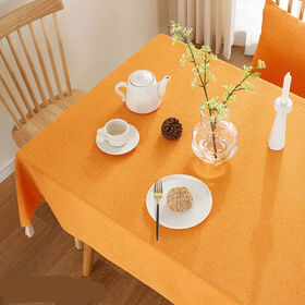 Retangle orange rural japanese style cotton mixed linen table cloth for home and festivals