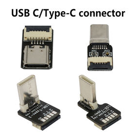 Conector USB-C de 90 grados en ángulo recto, conector tipo C para PCB, giro a la izquierda/derecha, 1A, conector USB tipo C, enchufe OTG macho a hembra