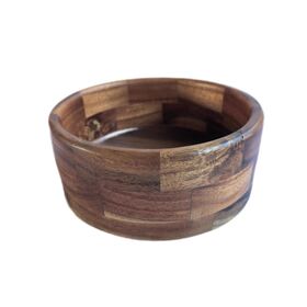 Mangkuk saji kayu akasia sisi lurus untuk buah atau salad, kecil, 15 cm x 6,5 cm, mangkuk salad kayu, mangkuk adonan kayu