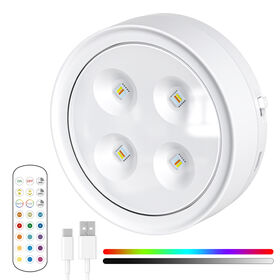 Luzes LED Puck, Luz de toque da bateria recarregável, Mini Tap Lights, Luz sem fio do armário, Luz do armário