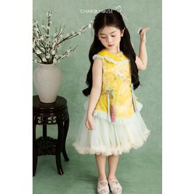 Fabricante do Vietname Vestidos de Meninas para Festas com Contas à Mão, Flores, Laço e Lantejoulas/Vestidos de Daminha - Vestido Dahlia