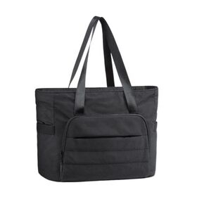 Sacola dobrável de nylon em branco personalizável, design à prova d'água, sacola de lona elegante com zíper para itens essenciais diários