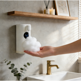 Distributeur de Savon Double Usage Comptoir et Mural, Modèle Intelligent Moussant Sans Contact, Hygiénique et Sanitaire, Étanchéité IPX6