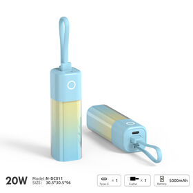 10000mAh Power Bank, 20W Fast Charging USB-C Portable Charger with 12CM Silicone Cable