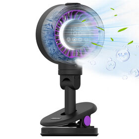Mini Water Mist Fan with Humidify Function Portable Battery-Powered Clip-On Fan for RV Car & Outdoor Use (Black)