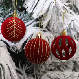 Christmas Ball Hanging Decoration Set 6cm Flock Plastic Ball for the Holiday Season