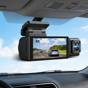 3 Channels 4K +1080P + 1080P Dash Cam Manufacturer with G-sensor, Parking Monitor, seamless loop recording, WiFi and GPS supported