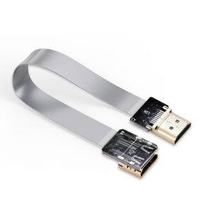 Cable plano flexible HDMI macho a hembra FPC Línea de conexión Raspberry Pi 19+1P 20 pines Cable flexible Adaptador PCB Alambre plateado negro
