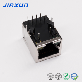 HFJ11-2450E-LS12RL Compatible JIAXUN JX00011BX610M RJ45 Connector 100/1000 Base-T RJ45 magnetic module Green/Yellow Led Horizontal