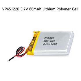 VP451220 بطارية ليثيوم بوليمر عالية الطاقة 3.7 فولت 80 مللي أمبير خلية ليثيوم قابلة لإعادة الشحن للأجهزة القابلة للارتداء إلكترونيات ذكية صغيرة