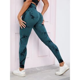 European and American cross-border peach hip-lifting leggings tie dye seamless tie-dyed sports leggings waist-high yoga