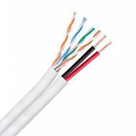 Security Camera Siamese Power and Data Cable, CAT5e Ethernet with 2 Core Power Wire, All-in-One Cable for CCTV Surveillance