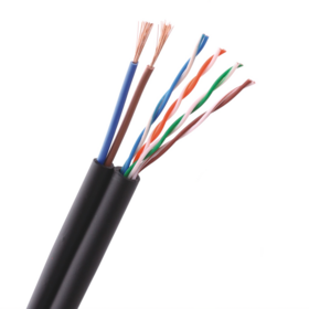 PVC Jacket Network Cable with 2C Power for CCTV Cabling UTP Cat5e LAN CCTV Siamese Copper Cable Black