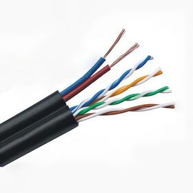 Ethernet CCTV Cable Cat5e with 2 Core DC Power Cord for CCTV Security Camera Surveillance System IP Camera NVR System Black